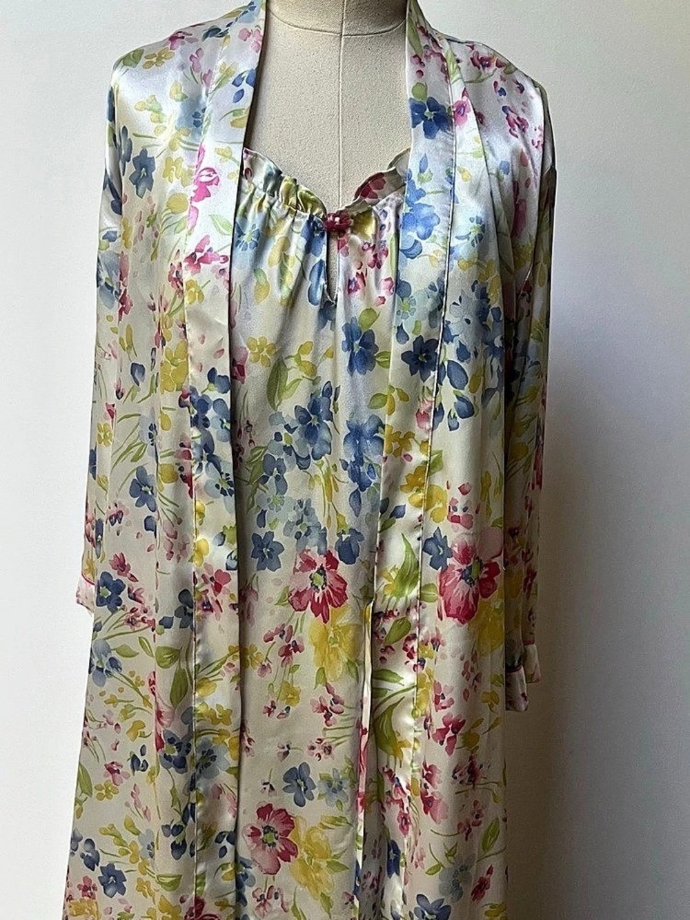 VTG Oscar de la Renta Pink Label Set Robe Sz Medium Nightgown Size Small Floral